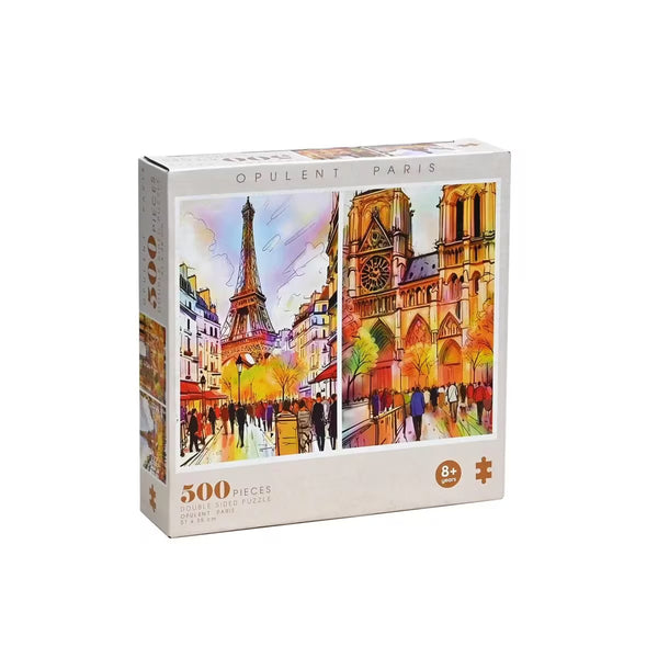 Famous Landmark Water Colour - Opulent Paris Jigsaw Puzzle Double-Sided (500 Pieces)