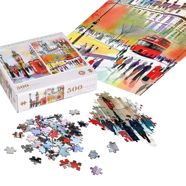 Famous Landmark Water Colour - Lavish London Jigsaw Puzzle Double-Sided (500 Pieces)