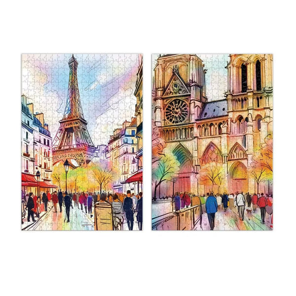 Famous Landmark Water Colour - Opulent Paris Jigsaw Puzzle Double-Sided (500 Pieces)