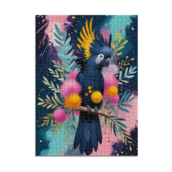 Painted Floral - Black Cockatoo Jigsaw Puzzle (1000 Pieces)