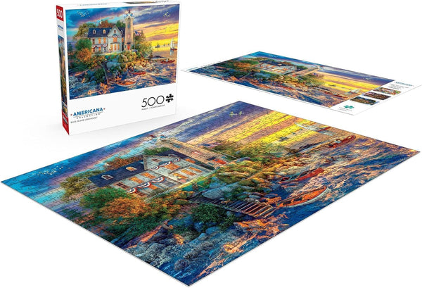 Buffalo Games - Rock Island Lighthouse by Dominic Davison Jigsaw Puzzle (500 Pieces)