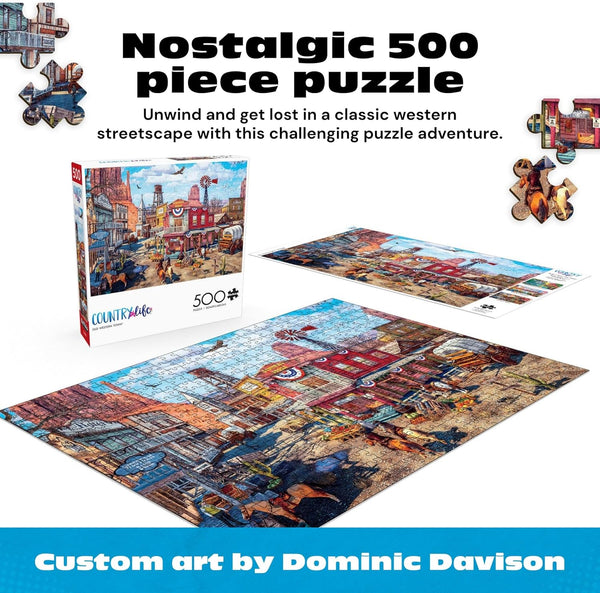 Buffalo Games - Country Life - Old Western Town by Dominic Davison Jigsaw Puzzle (500 Pieces)