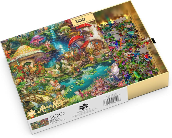 Buffalo Games - Merry Mushroom Village Picnic by Aimee Stewart Jigsaw Puzzle (500 Pieces)
