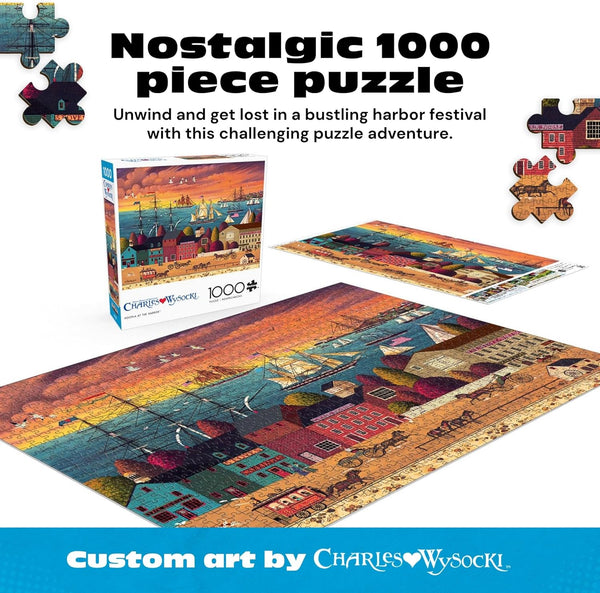 Buffalo Games - Hoopla at The Harbor by Charles Wysocki Jigsaw Puzzle (1000 Pieces)