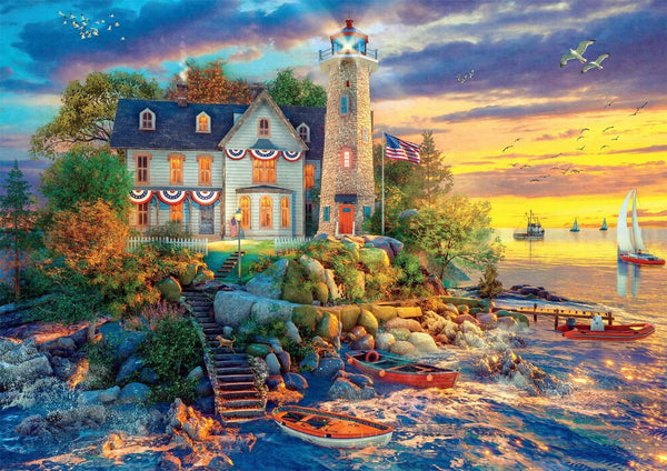 Buffalo Games - Rock Island Lighthouse by Dominic Davison Jigsaw Puzzle (500 Pieces)