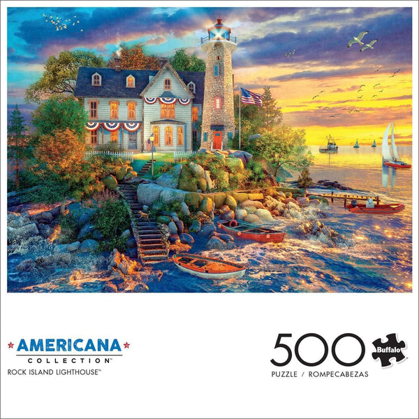 Buffalo Games - Rock Island Lighthouse by Dominic Davison Jigsaw Puzzle (500 Pieces)