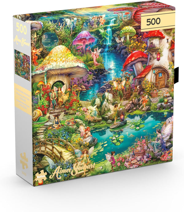 Buffalo Games - Merry Mushroom Village Picnic by Aimee Stewart Jigsaw Puzzle (500 Pieces)