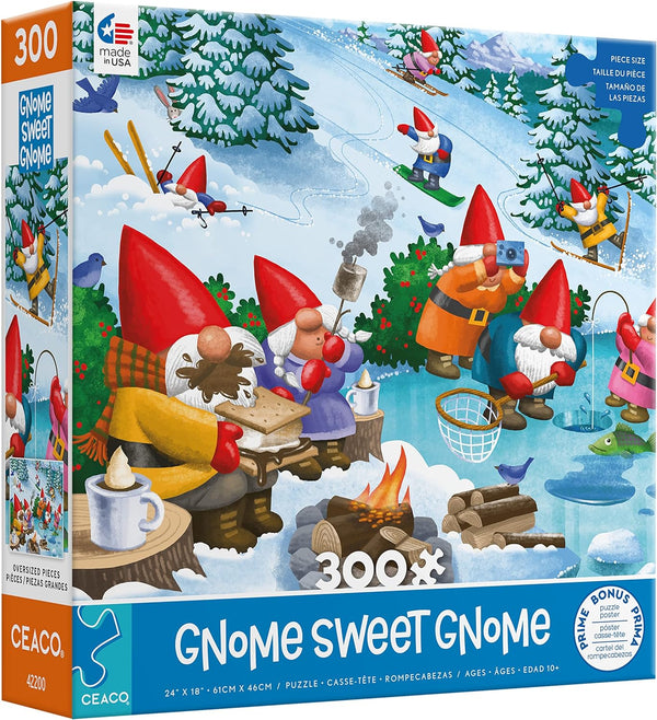Ceaco - Gnome Sweet Gnome - Winter Fun - XL by Tim Bowers Jigsaw Puzzle (300 Pieces)