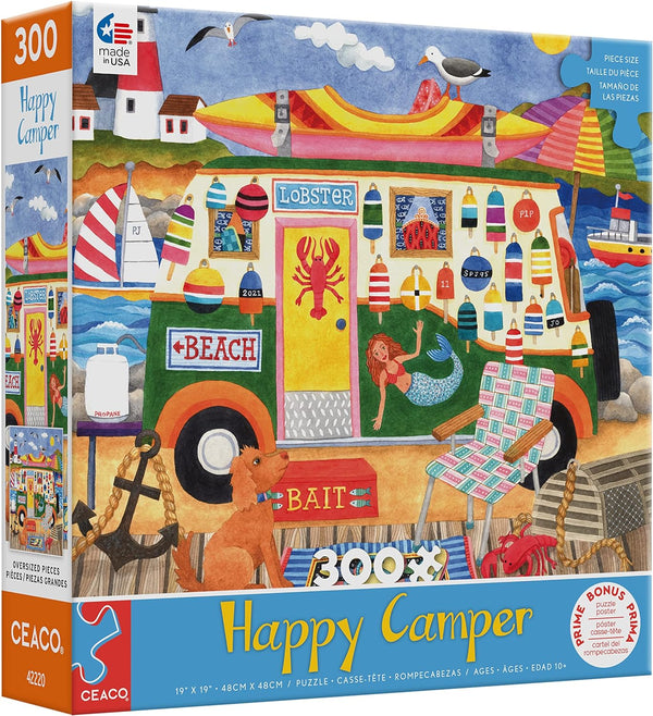 Ceaco - Happy Camper - Downeast Camper - XL by Stephanie Peterson Jones Jigsaw Puzzle (300 Pieces)
