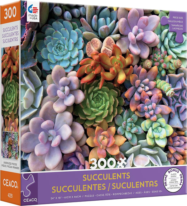 Ceaco - Succulents - Pretty Pastels - XL Jigsaw Puzzle (300 Pieces)