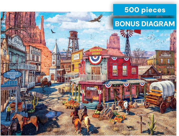 Buffalo Games - Country Life - Old Western Town by Dominic Davison Jigsaw Puzzle (500 Pieces)