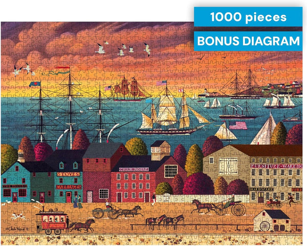 Buffalo Games - Hoopla at The Harbor by Charles Wysocki Jigsaw Puzzle (1000 Pieces)