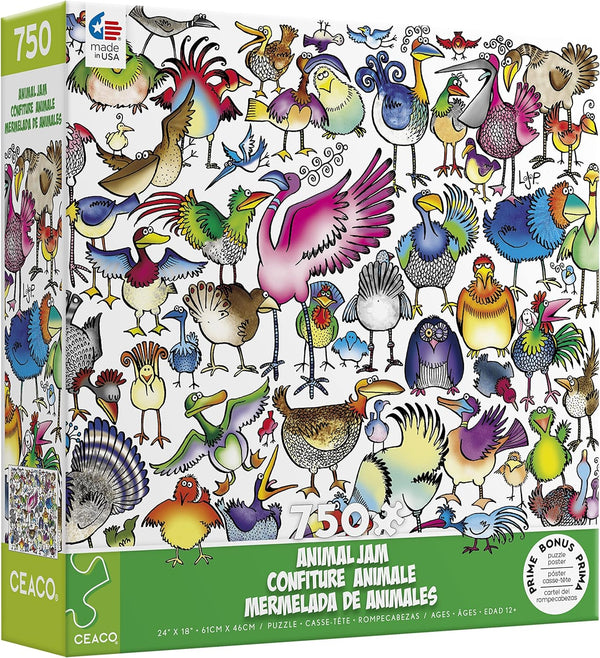 Ceaco - Animal Jam - Birds Galore by Lynn Johnston Jigsaw Puzzle (750 Pieces)