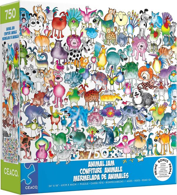 Ceaco - Animal Jam - Cats and Dogs by Lynn Johnston Jigsaw Puzzle (750 Pieces)
