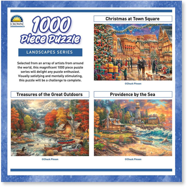 Crown - Landscape Series - Christmas at Town Square by Chuck Pinson Jigsaw Puzzle (1000 Pieces)