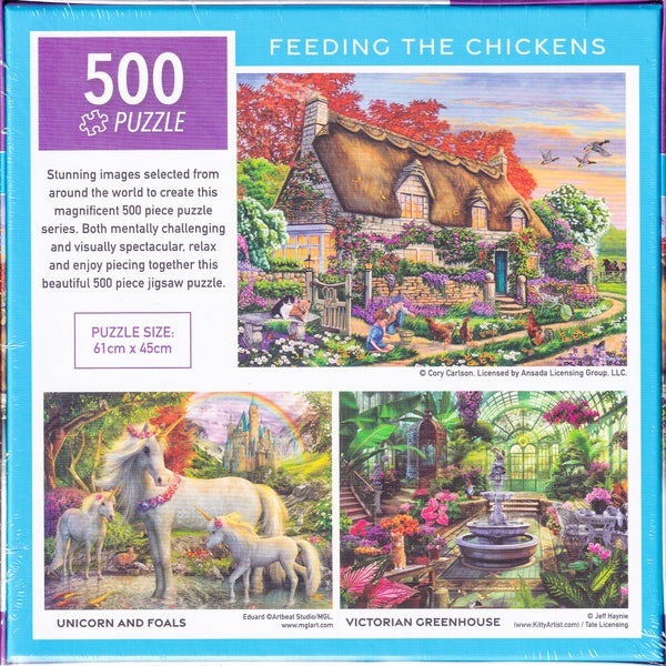 Arrow Puzzles - Feeding the Chickens by Cory Carlson - 500 Piece Jigsaw Puzzle