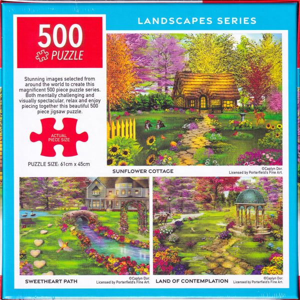Arrow Puzzles - Landscapes Series - Sunflower Cottage by Caplyn Dor - 500 Piece Jigsaw Puzzle (Copy) (Copy)