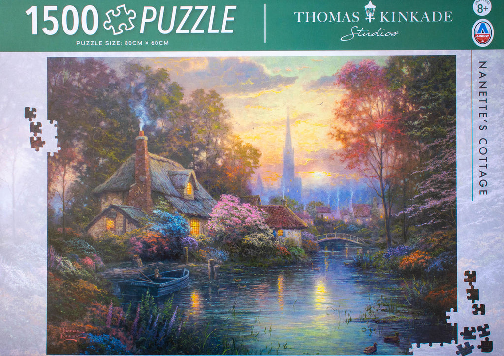 Poster Su Tela Con Cottage Di Thomas Kinkade, Modello Nanette, Decorazione Per Camera, Ufficio O Regalo, Formato 30x45 Cm, Senza Cornice
