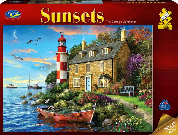 Holdson - Dominic Davison - Sunsets 3 Cottage Lighthouse Jigsaw Puzzle (1000 Pieces)