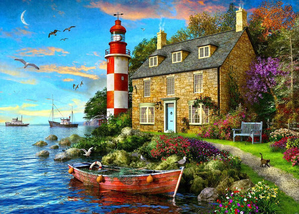 Holdson - Dominic Davison - Sunsets 3 Cottage Lighthouse Jigsaw Puzzle (1000 Pieces)