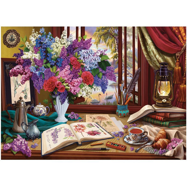 Holdson - Window Wonderland Lilacs Swans by Image World Jigsaw Puzzle (1000 Pieces)