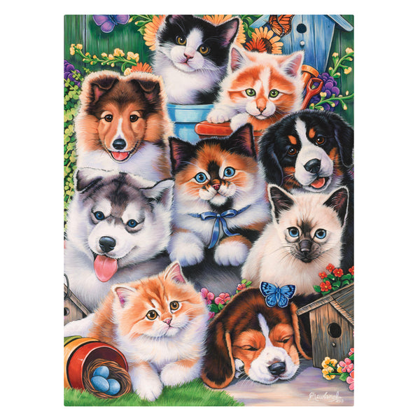 Crown - Radiant Series - Kittens & Puppies in the Garden Jigsaw Puzzle (1000 pieces)