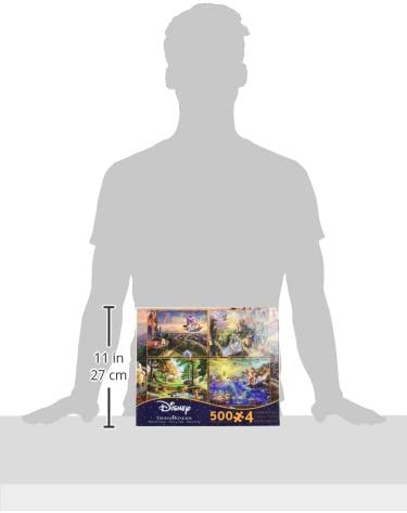 Ceaco Thomas Kinkade 4-in-1 Multi Pack Disney Puzzles (500 Piece) - Aladdin, Beauty & The Beast, Little Mermade, Winnie the Pooh