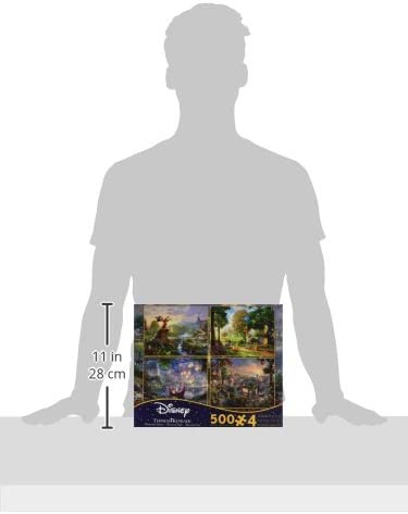 Thomas Kinkade Fantasia Lady & The Tramp Winnie The Pooh Tangled Disney Dreams Collection 4 In 1 Jigsaw Puzzle Set 500 Pieces