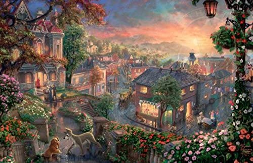 Thomas Kinkade Fantasia Lady & The Tramp Winnie The Pooh Tangled Disney Dreams Collection 4 In 1 Jigsaw Puzzle Set 500 Pieces