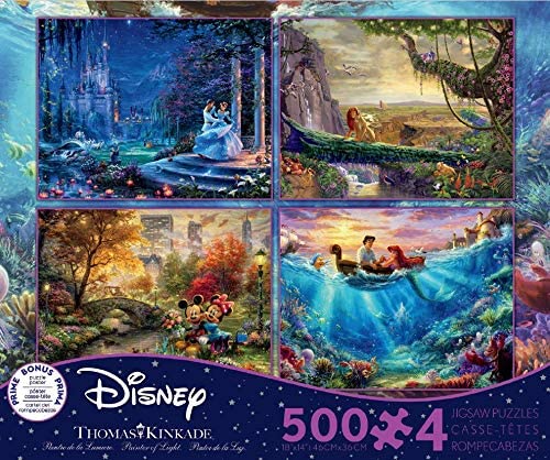Ceaco Thomas Kinkade The Disney Collection 4-in-1 Multipack - 500 Pieces Each