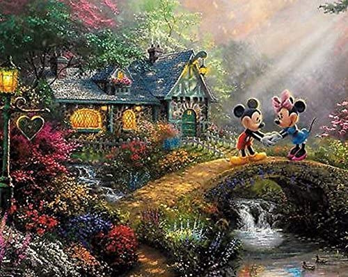 Ceaco Thomas Kinkade - The Disney Collection 4 in 1 Multi-Pack 500 Pieces Each Puzzle (Sleeping Beauty, Mickey & Minnie Mouse, Snow White & Seven Dwarfs and Cinderella)