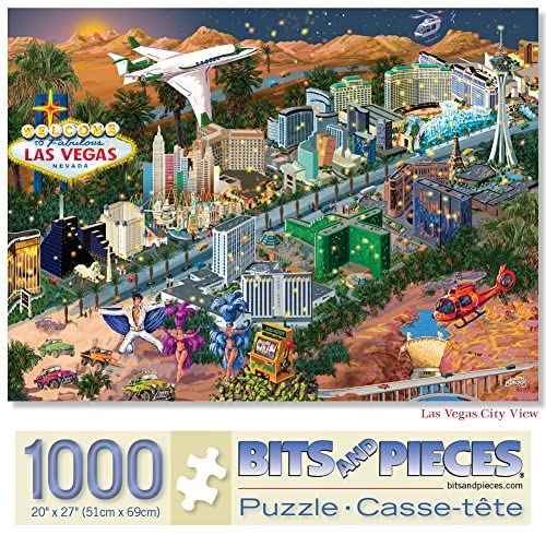 Bits and Pieces - 1000 Piece Jigsaw Puzzle - Las Vegas City View - The Strip by Artist Joseph Burgess