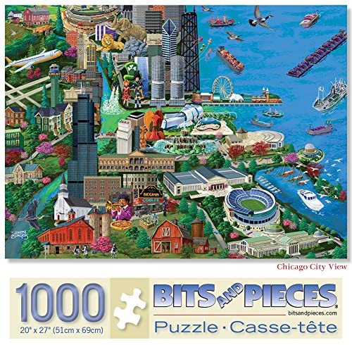 Bits and Pieces - 1000 Piece Jigsaw Puzzle - Chicago City View - Millennium Park by Artist Joseph Burgess