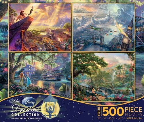 Ceaco 4-in-1 Multi-Pack Thomas Kinkade Disney Dreams Collection Jigsaw Puzzle (500 Pieces)