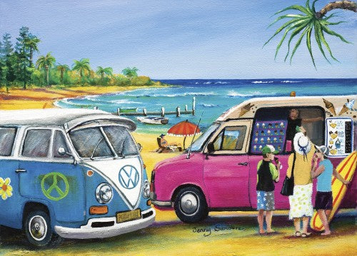 Blue Opal - Blue Kombi And Mr Whippy 1000 pieces Jigsaw Puzzle by Jenny Sanders