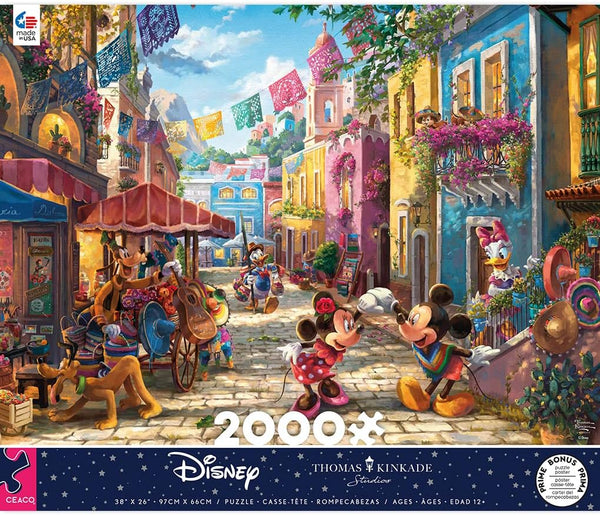 Ceaco - Thomas Kinkade - Disney Dreams Collection - Mickey and Minnie in Mexico - 2000 Piece Jigsaw Puzzle, Multicolor (3504-4)