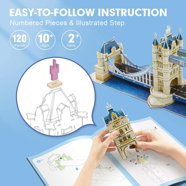Cubic Fun - National Geographic 3D Puzzle - Tower Bridge (London) Jigsaw Puzzle (120 Pieces)