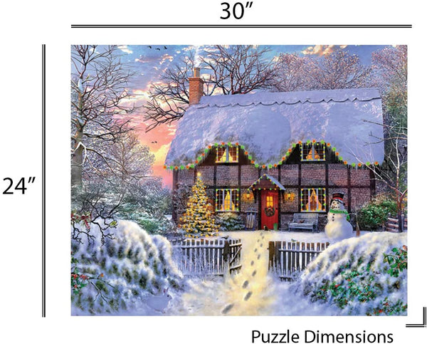 Springbok Puzzles - Yuletide Cottage - 1000 Piece Jigsaw Puzzle - Large 24 Inches by 30 Inches Puzzle - Made in USA - Unique Cut Interlocking Pieces