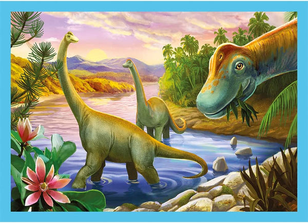 Trefl - Unique Dinosaurs 4-in-1 (12, 15, 20, 24 pieces) Jigsaw Puzzle (71 Pieces)