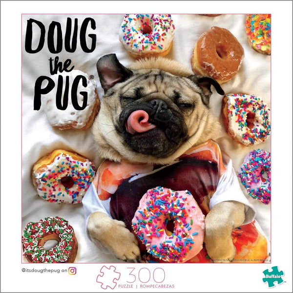 Buffalo Games - Doug The Pug - Donut Doug - 300 Large Piece Jigsaw Puzzle, Multicolor