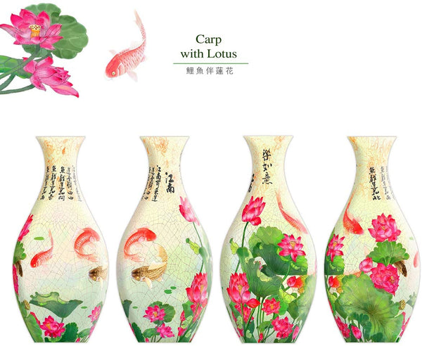 Pintoo - Vase Carp With Lotus Jigsaw Puzzle (160 Pieces)