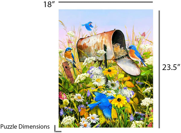 Springbok Puzzles - Blue Birds- 500 Piece Jigsaw Puzzle - Large 23.5