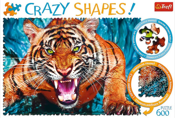 Trefl - Crazy Shapes! Facing A Tiger Jigsaw Puzzle (600 Pieces)