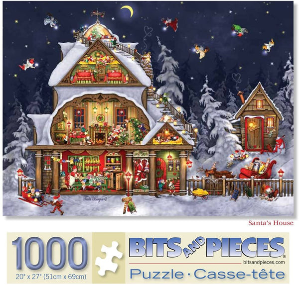 Bits and Pieces - 1000 Piece Jigsaw Puzzle - Santa's House - Christmas, North Pole by Artist Tuula Burger