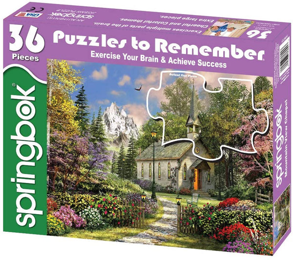 Springbok Puzzles - Mountain View Chapel - 36 Piece Jigsaw Puzzle - Large 23.5 Inches by 18 Inches Puzzle - Made in USA - Unique Cut Interlocking Pieces