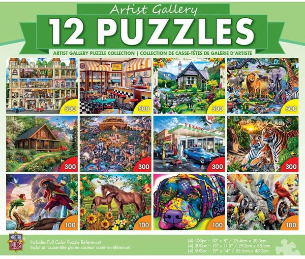 Masterpieces - 12 Pack Artist Gallery 12 Pack Bundle Puzzles (100 x4, 300 x4 & 500 x4)