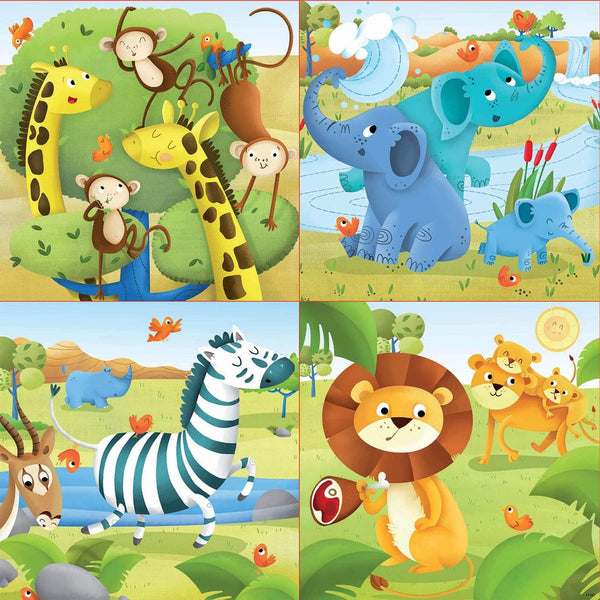Educa - 4 Progressive Puzzles: Wild Animals 12+16+20+25pc Jigsaw Puzzle (73 Pieces)