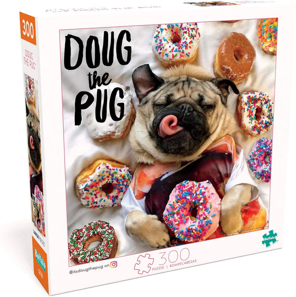 Buffalo Games - Doug The Pug - Donut Doug - 300 Large Piece Jigsaw Puzzle, Multicolor