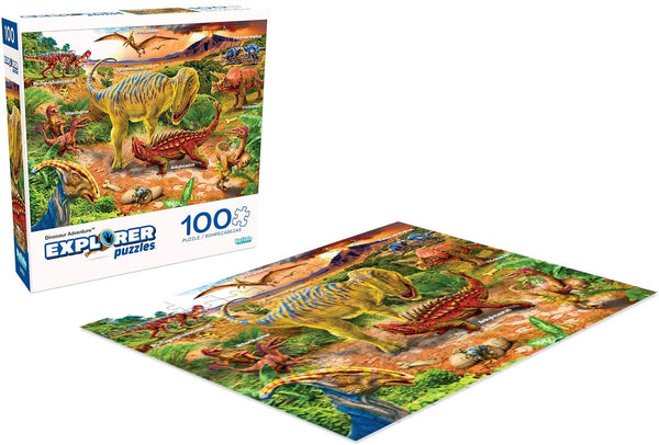Buffalo Games - Explorer Puzzles - Dinosaur Adventure - 100 Piece Jigsaw Puzzle