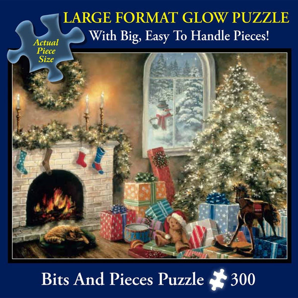 Bits and Pieces - Not a Creature was Stiring, Christmas Eve, Holiday - by Artist Nicky Boehme 300 Large Piece Glow in The Dark Puzzle